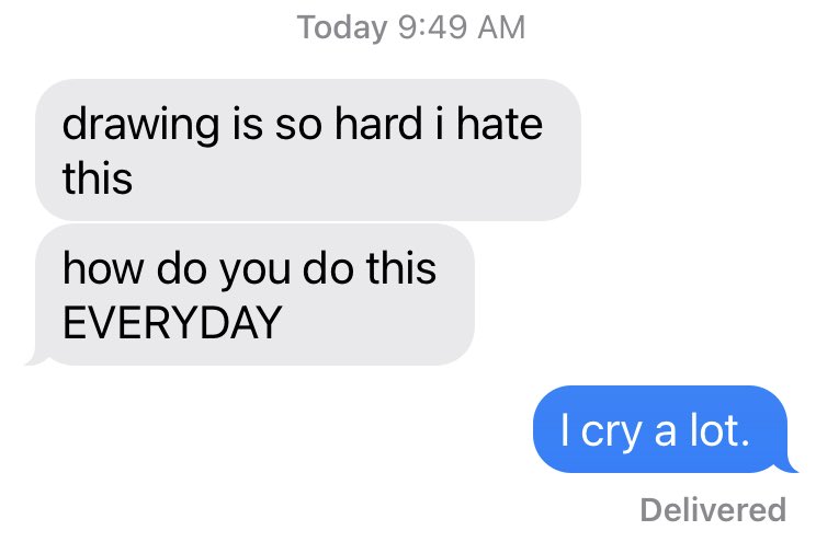 ScottJohnsonArt's tweet image. A text I just got from my daughter at school.