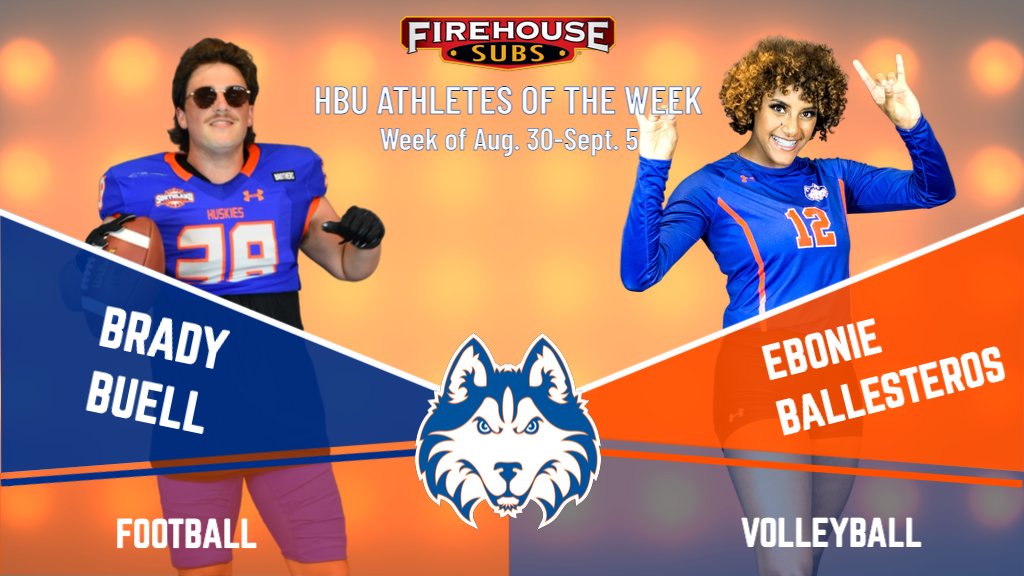 HCU Athletics (@hcuathletics) on Twitter photo 📸 A big #DawgsUp to the <a href="/FirehouseSubs/">Firehouse Subs</a> HBU Athletes of the Week for Aug. 30-Sept. 5...@HBU_Volleyball senior middle blocker <a href="/ebonie1103/">Mrs. Bugarin</a> and @HBU_Football senior punter <a href="/Brady_Buell/">Brady Buell (1)</a>! 📸 A big #DawgsUp to the <a href="/FirehouseSubs/">Firehouse Subs</a> HBU Athletes of the Week for Aug. 30-Sept. 5...@HBU_Volleyball senior middle blocker <a href="/ebonie1103/">Mrs. Bugarin</a> and @HBU_Football senior punter <a href="/Brady_Buell/">Brady Buell (1)</a>!