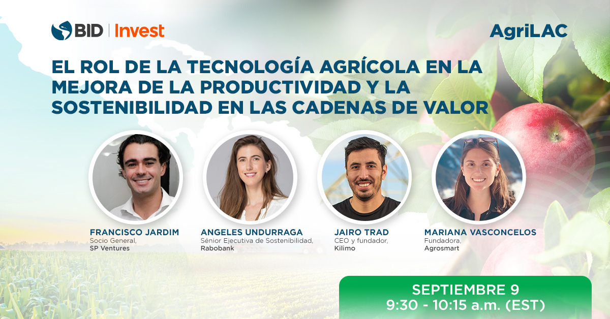 BID Invest - IDB Invest (@bidinvest) on Twitter photo El sector de los #agronegocios es esencial para la seguridad alimentaria y el desarrollo económico. ¿Cómo la tecnología agrícola #Agtech está revolucionando la industria y sus #CadenasDeValor? En #AgriLAC, analizaremos las últimas tendencias. Regístrate: agri-lac.com/es/ El sector de los #agronegocios es esencial para la seguridad alimentaria y el desarrollo económico. ¿Cómo la tecnología agrícola #Agtech está revolucionando la industria y sus #CadenasDeValor? En #AgriLAC, analizaremos las últimas tendencias. Regístrate: agri-lac.com/es/