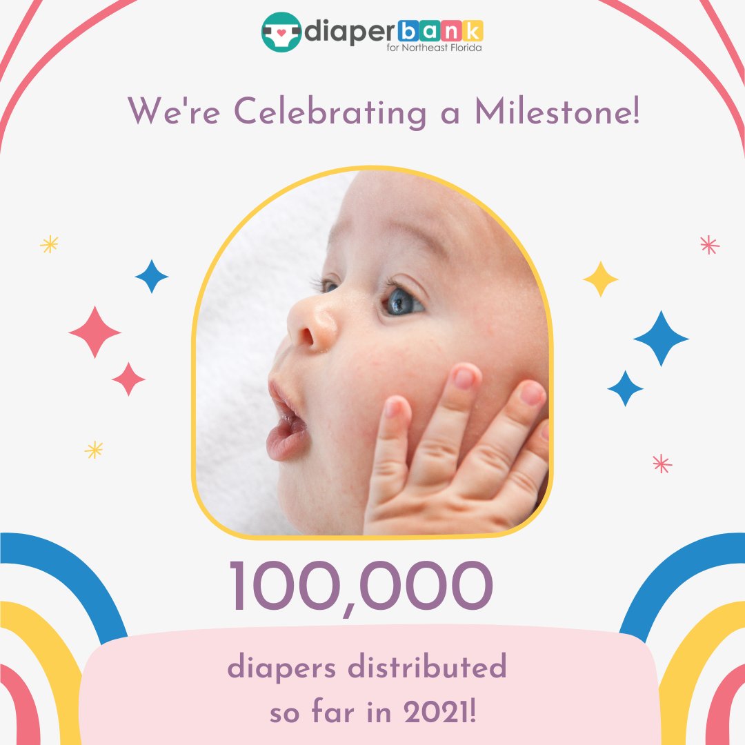 jaxdiaperbank's tweet photo. We just reached a big milestone - 100,000 diapers distributed in 2021! 🎉
#EndDiaperNeed #NDBN
#Jacksonville #jaxnonprofits https://t.co/pqtT88nnb2