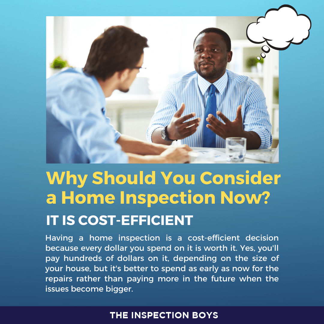 Look at how cost-efficient can a home inspection is for you. It's better to spend money on home inspection and repairs now than to pay for repairing bigger house issues that may appear in the future.

#HomeInspection #HomeInspections #HomeInspector #TheInspectionBoys...