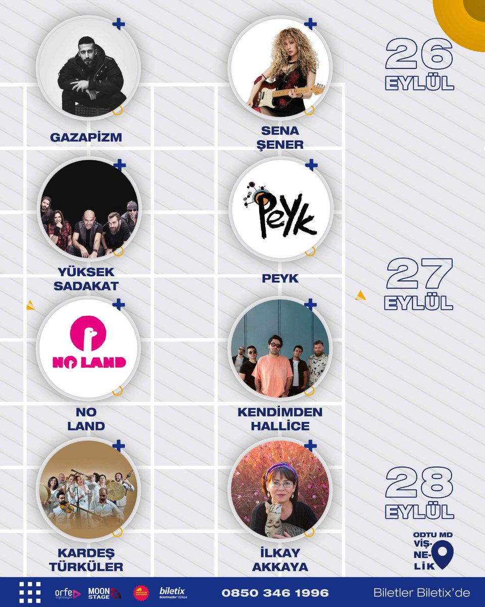 Ankara ❤️
<a href="/Gazapizm/">Gazapizm</a> <a href="/SenaSenerMusic/">Sena Şener</a> 
<a href="/Yuksek_Sadakat/">Yüksek Sadakat</a> <a href="/peyk_band/">Peyk</a> 
<a href="/kendimdenhalli6/">kendimdenhallice</a> <a href="/kardesturkuler_/">Kardeş Türküler</a> 
<a href="/kizilirmakilkay/">ilkay Akkaya</a>