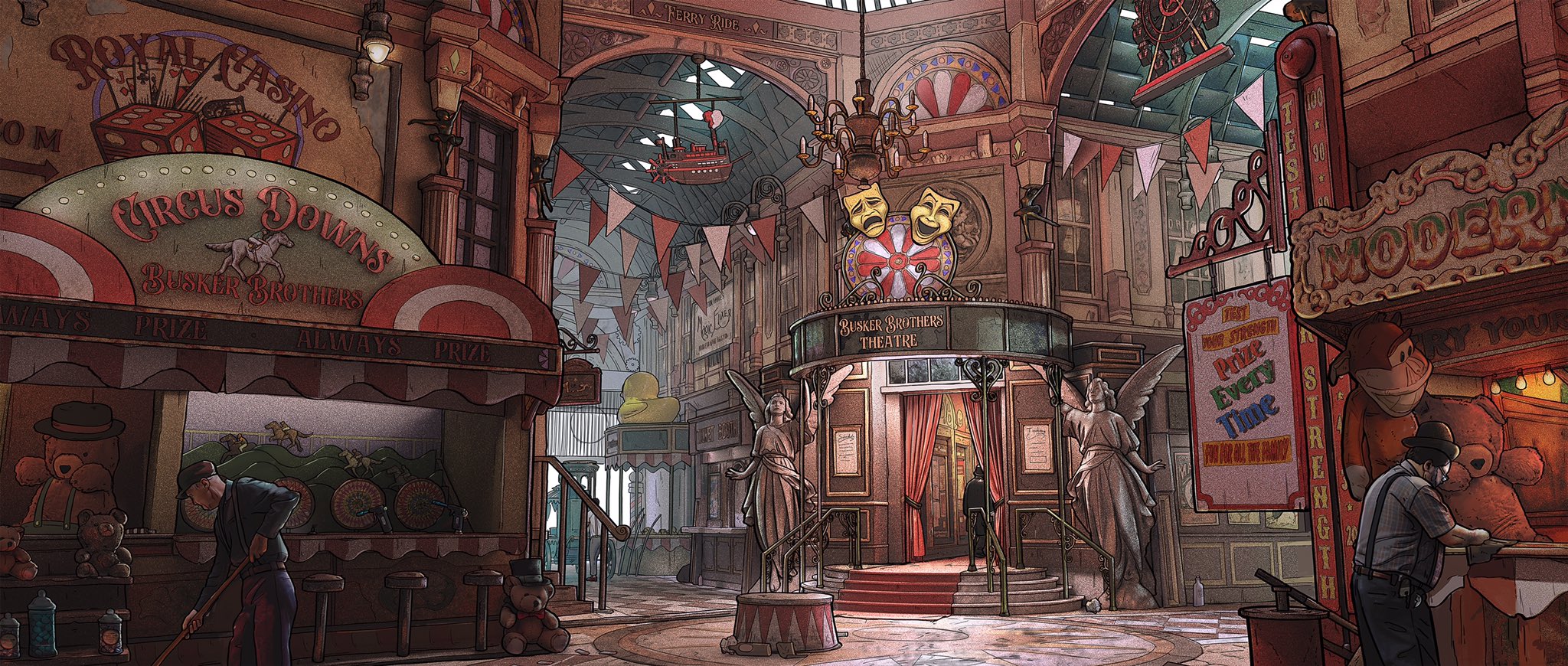 Yari Draws on Twitter: Let's go to the promenade ! Getting the piece to a  finish … #conceptart #gameart #setdesign #victorian #steampunk  https://t.co/saB41ucVTb / Twitter