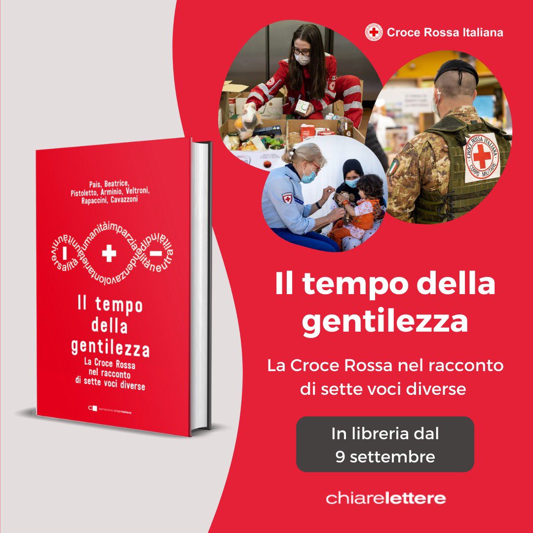 📚 La letteratura incontra <a href="/crocerossa/">Croce Rossa Italiana</a>: “Il tempo della gentilezza” vi aspetta in libreria dal 9 settembre. 7 scrittori e 7 racconti per dare voce alle storie di chi tutti giorni, in silenzio, lavora per noi. 
<a href="/VeltroniWalter/">walter veltroni</a> <a href="/francoarminio/">Franco Arminio</a> <a href="/LucaBeatrice/">Luca Beatrice</a> 
bit.ly/CroceRossa_Ilt…