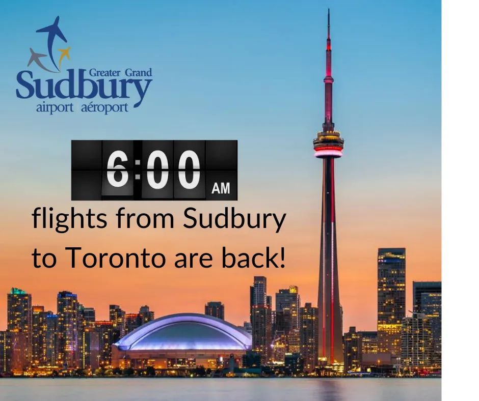 Air Canada Jazz resumes their 6 a.m. flights between Sudbury and Toronto starting Wednesday, September 7th, 2021.
For more information, click here:  aircanada.com/en-ca/flights-…