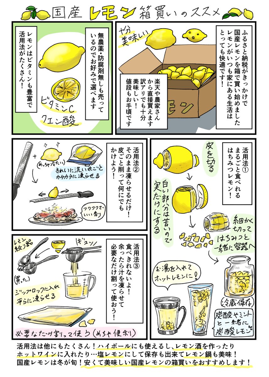 今年も国産レモン🍋の季節がやってくるのでおすすめの活用方法を紹介します!まるごと冷凍が以外に便利🍋 🍋 🍋 