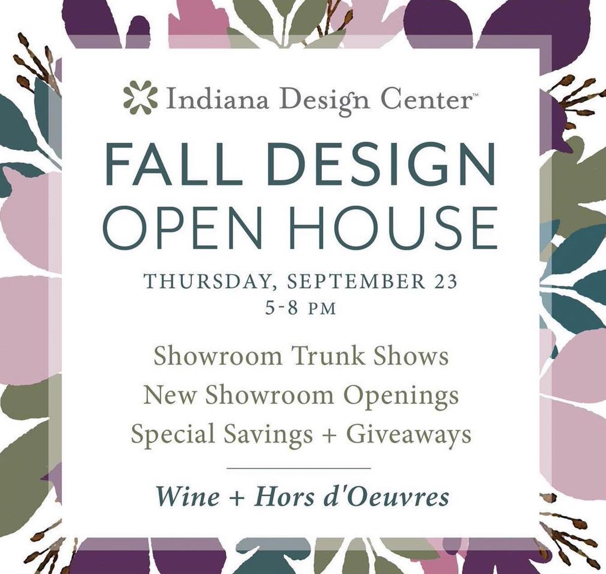 DraperyStreet's tweet image. Mark your calendar! The @IndianaDesign fall design open house is Thursday, September 23 from 5-8 pm. Don’t miss the latest showroom offerings, new showroom tours, chats with the experts, special offers, and more. #carmelindiana #indyevents #indianapolis