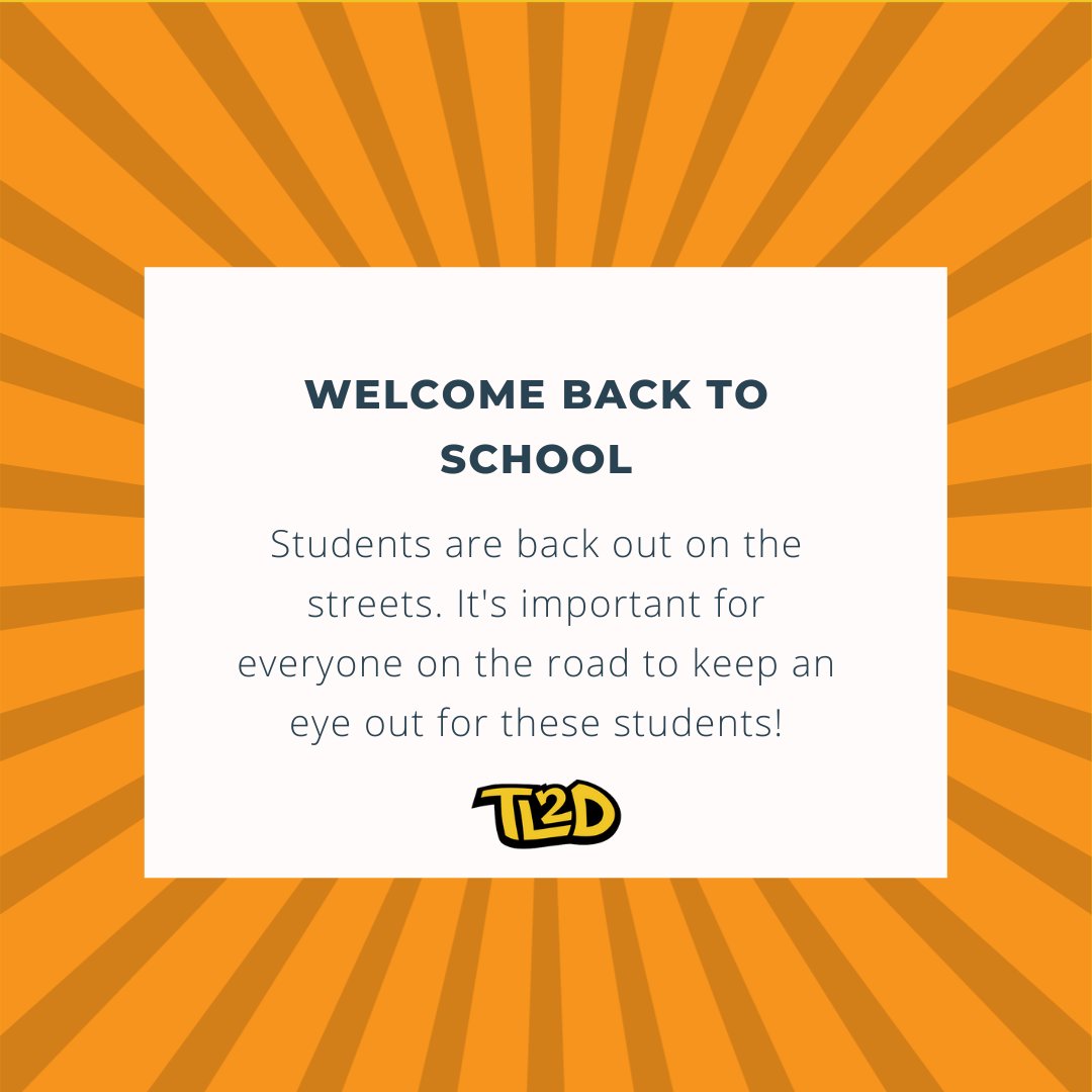 TL2DToday's tweet photo. It's Back to School๐
whether it is online or in person students are going to be out more. We have to make sure that we are being careful when on the roads!
#TL2D #Safety #School #September1 #Backtoschool https://t.co/Tvar3iy3k0