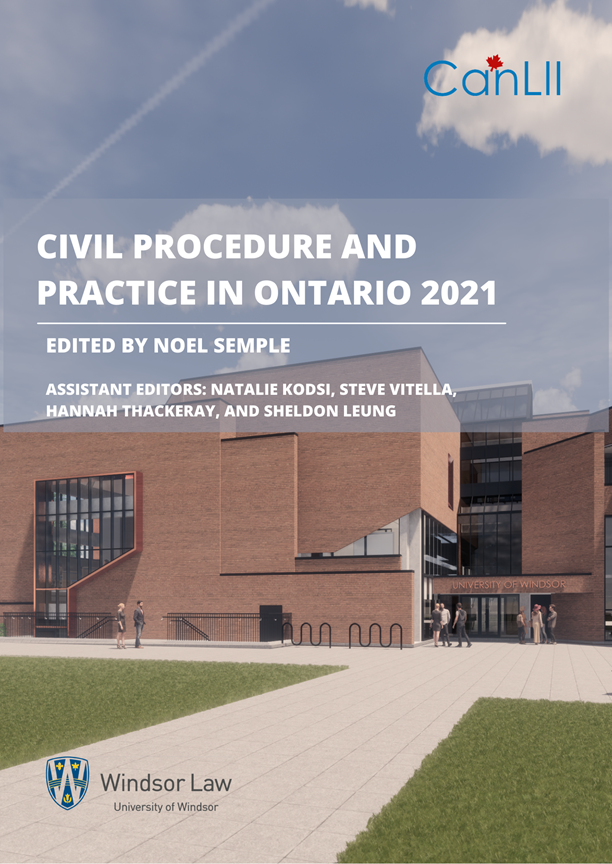 NoelSemple's tweet photo. Delighted to announce launch of Civil Procedure and Practice in Ontario.  This is the first and only free, comprehensive guide to Rules, statutes and cases. Written by 135 leading experts, published by @canLII with gracious support of @WindsorLaw https://t.co/IFIsFPqhTA https://t.co/PLtjXAKKQN