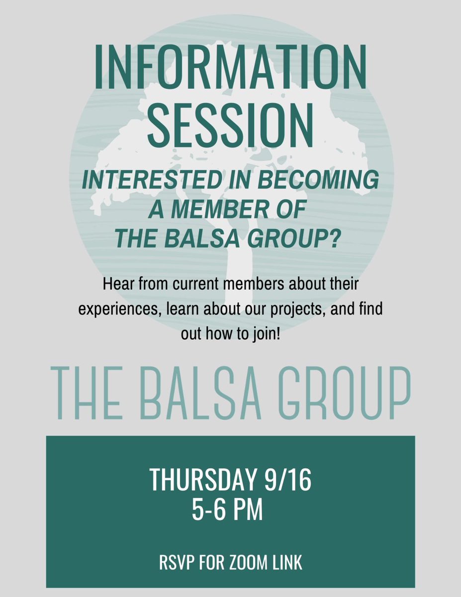 TheBALSAGroup's tweet photo. Are you interested in gaining consulting experience with The BALSA Group, or want to learn more? Join us for a virtual BALSA Information Session on 9/16 at 5 pm! Hear from current members about what we do and how to apply. RSVP here: https://t.co/9iHBAToJZ1 https://t.co/PaFn5KaalM