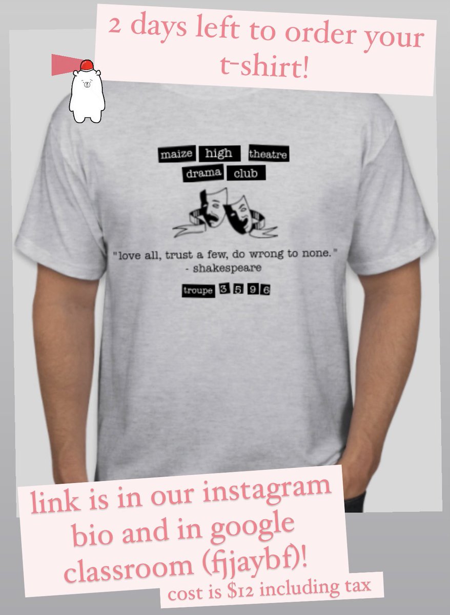 Eagletheatre's tweet photo. 🎭Last day to order is September 8th! 🎭 #eagletheatre #maizehighschool #maizehightheatre https://t.co/pd6KCZxDEk