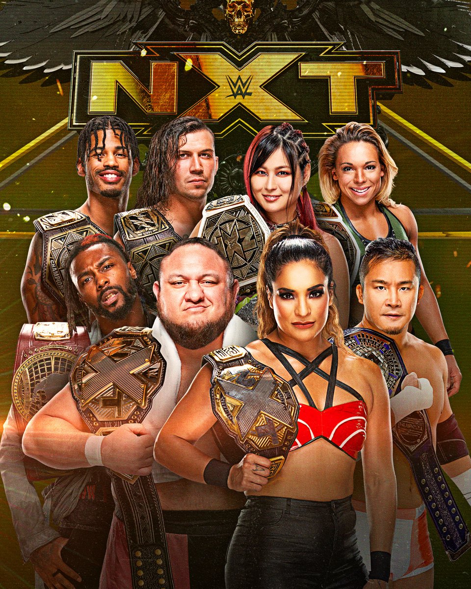 WWENXT's tweet image. 🖤 𝑾𝑬. 𝑨𝑹𝑬. 𝑵𝑿𝑻. 💛 

#WWENXT #WeAreNXT @SamoaJoe @RaquelWWE @swerveconfident @KUSHIDA_0904 @shirai_io @ZoeyStarkWWE @NashCarterWWE @WesLee_WWE