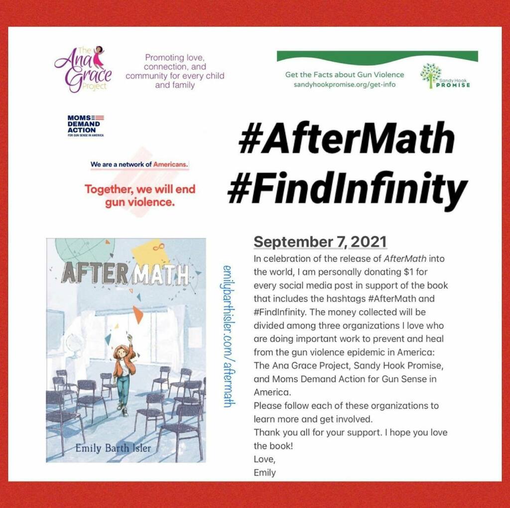 My friend @emilybarthisler write an amazing book out today! Get your copy of #aftermath and raise money to help stop gun violence #findinfinity instagr.am/p/CThqDyDlm9c/
