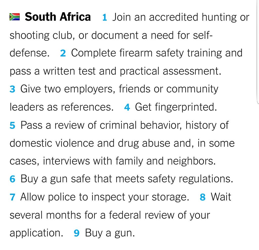 How the process to buy a gun in South Africa compares to same in some other countries... (NYT)