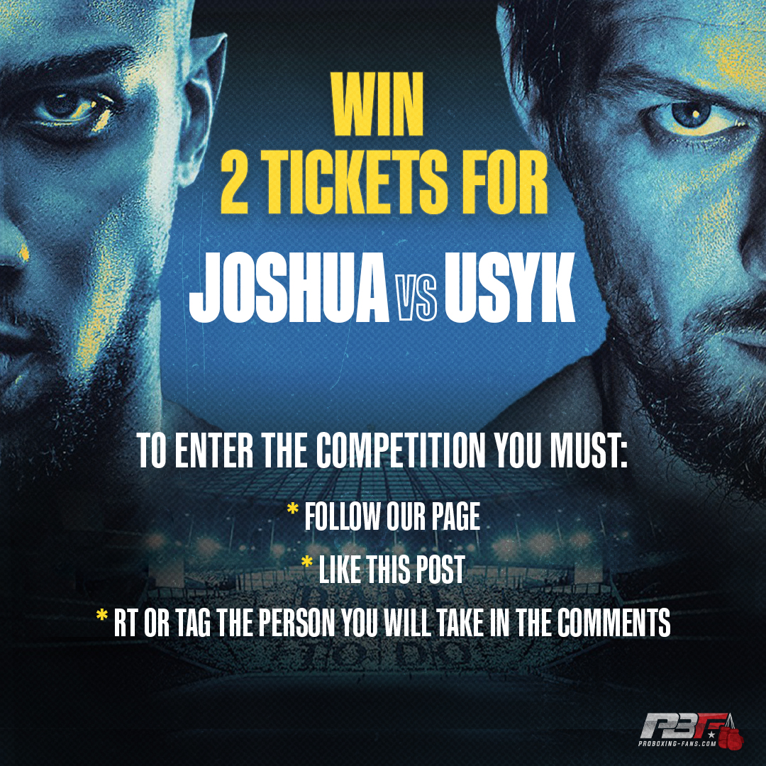 ProBoxingFans's tweet image. ⏰ COMPETITION TIME ‼️

🎟 Win 2️⃣ tickets to @anthonyjoshua 🆚 @usykaa at @SpursOfficial Stadium in London on September 25th! 🎟

⏳Competition ends: Sunday 12th September 2021 @ 12pm 🥊

#Boxing #JoshuaUsyk #Competition