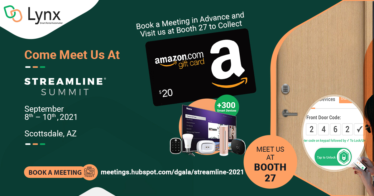 LynxSmartRental's tweet image. One day left for Streamline Summit. Our Co-Founders will be available at Booth No 27 to answer your queries and help you understand how Lynx Automation can help your vacation rental grow.
Book your meeting in advance - bit.ly/2YanMkL
#streamlinesummit #vacationrentals
