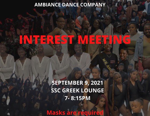AmbianceDanceCo's tweet photo. Want to be apart of the best dance team on campus ?! ❤️🖤 Ambiance Dance Co. Interest Meeting Will Take Place Thursday September 9th in The SSC Greek Lounge ! #UMES BEAT US THERE ❤️‍🔥 https://t.co/wcjTDMfClx