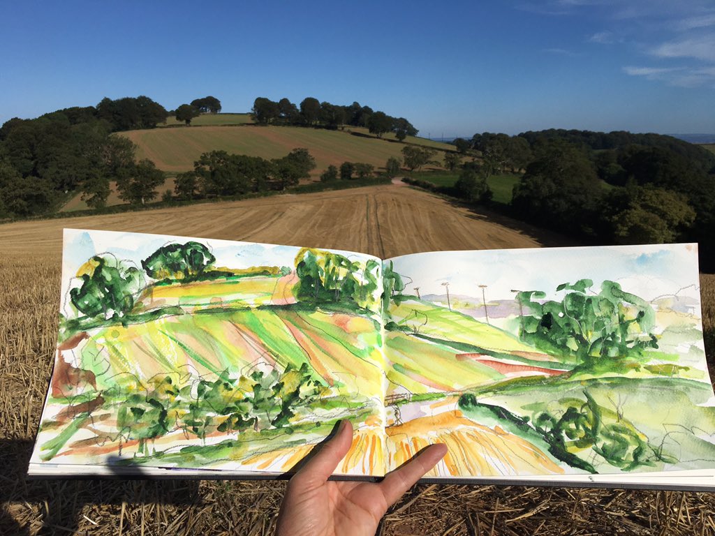 Kilifiqs's tweet photo. Breathtaking views all around @Fursdondevon - taking advantage of the supposedly last day of glorious weather #sketchbook #paintseptember #urbansketchers https://t.co/aA60Pl5kA2