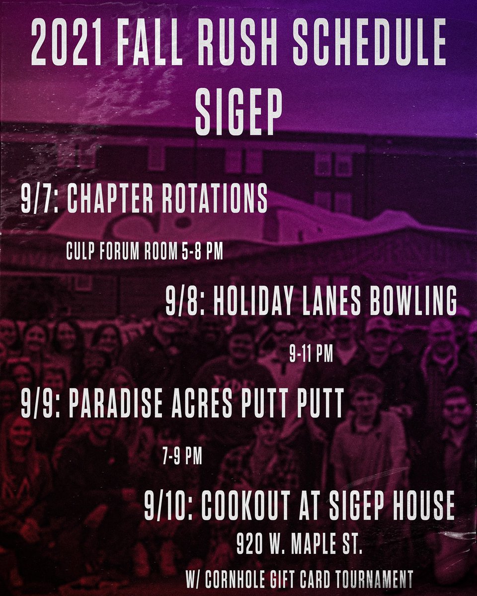 SigEpETSU's tweet photo. Rush schedule #RushSigEp https://t.co/JJTQb1cjUE