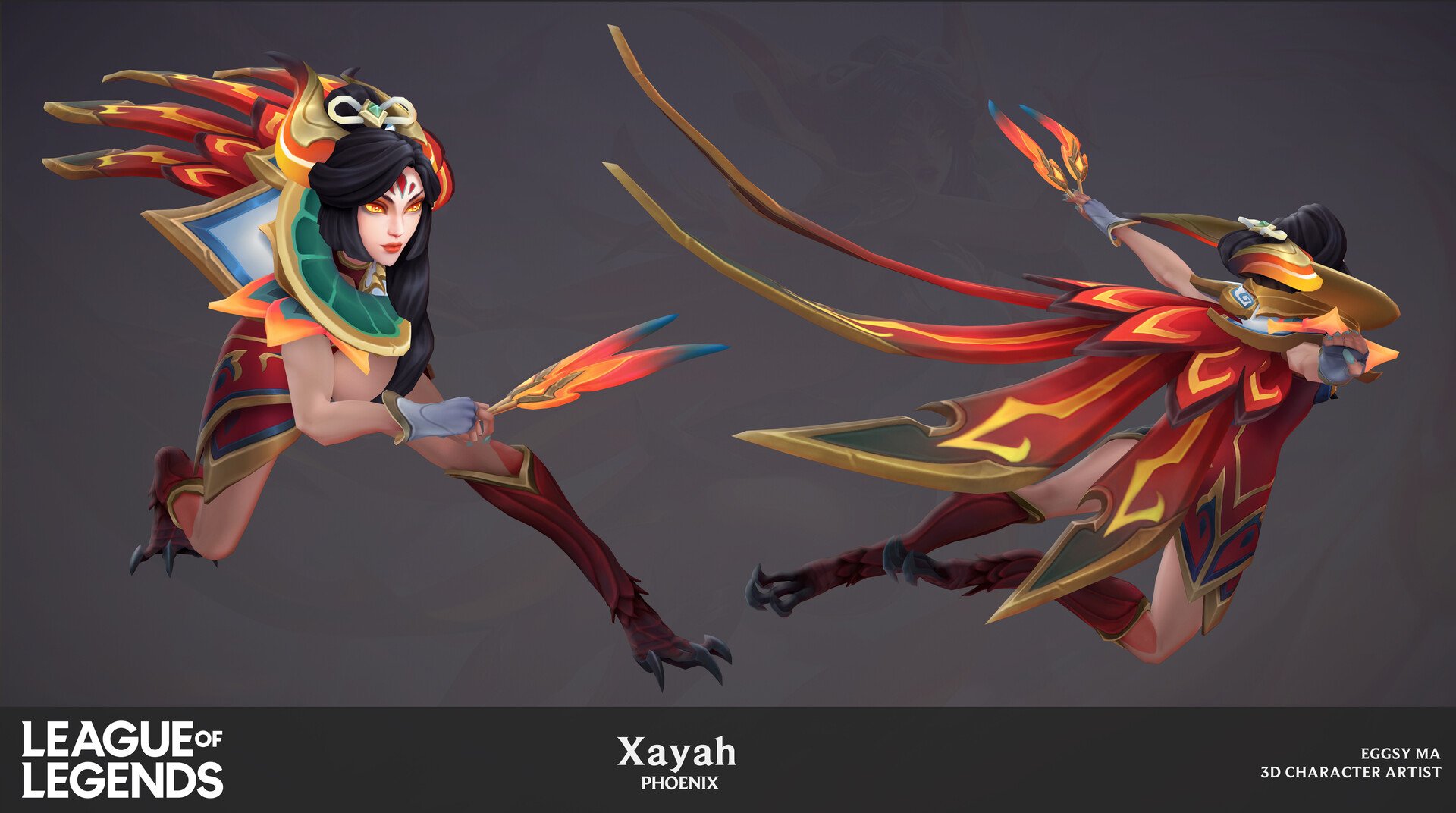 Spideraxe on Twitter: "Brave Phoenix Xayah 3D Model by Eggsy Ma https