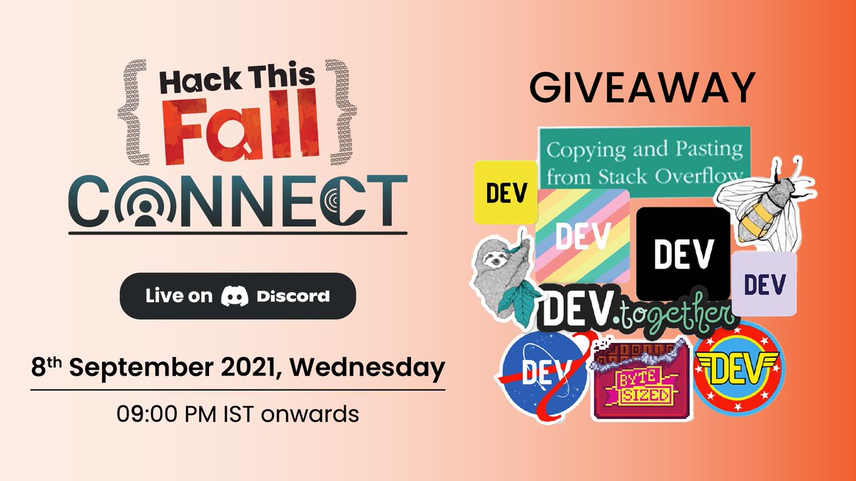 hackthisfall's tweet image. Hey everyone👋

We are back with another #HTFConnect 🔥

Join us on 8th September, Wednesday at 9 PM IST on our discord server: discord.hackthisfall.tech to network with awesome folks! ⚡

Also stand a chance to win a DEV sticker pack🎉

Do register here: hackthisfall.devpost.com