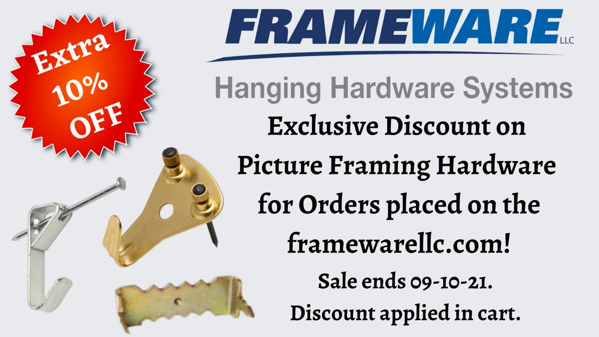 Exclusive Savings on Picture Framing Hardware are happing now on framewarellc.com! Only a few days left to save! 
#hardware #pictureframing #sale #frameware #framingsupply #framinghardware #manufacturer #hardwaresale