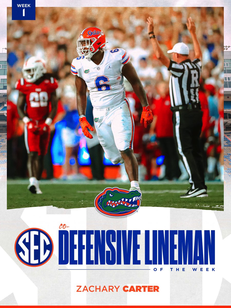 GatorsFB's tweet image. Sack Carter, SEC Co-Defensive Lineman of the Week. #GoGators