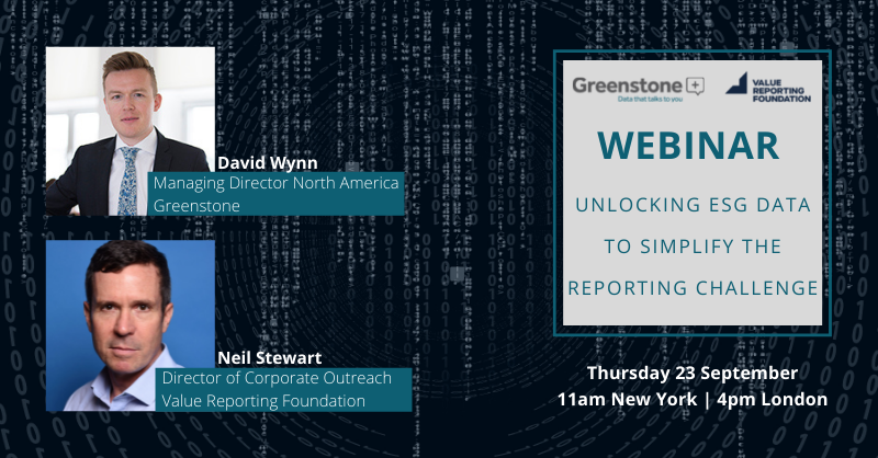 Greenstoneplus's tweet photo. We are happy to announce our upcoming webinar, with a guest speaker from @the_VRF, on 'Unlocking #ESG data to simplify the reporting challenge' on Thursday 23/09 11 am New York | 4 pm London
Join us: https://t.co/mzHlDciYPc
#ValueReportingFoundation #SASB #climatechange https://t.co/JUB8dX28Xh