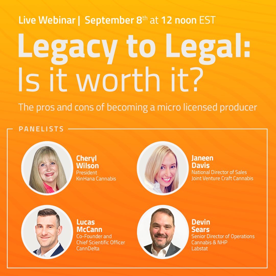 Labstat_Int's tweet image. Don't miss this expert panel with @CannDelta @ms_janeen_davis 
@KinHanaCanna and our own Devin Sears this Wednesday discussing "Legacy to Legal: Is it worth it? The pros and cons of becoming a micro licensed producer."

Register Now- &amp;gt; bit.ly/3tcKJz5