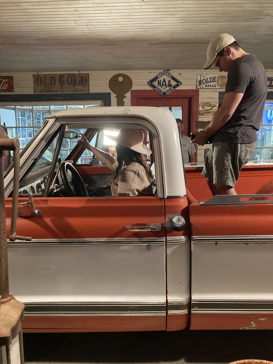 EmHopestoSing's tweet photo. Some fun behind-the-scenes shots from filming the “Rearview” music video! Fun fact: This truck is the same one used in @taylorswift’s “Tim McGraw” video...Say whaaaaaat?! 🤭😃 https://t.co/8P316z87Y1