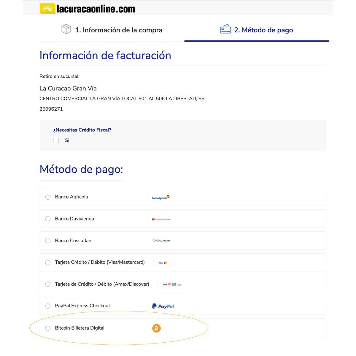 ⚡️ El Portal de La Curacao Online, también refleja entre sus opciones de  pago, la posibilidad de usar #Bitcoin para comprar en dicho establecimiento.