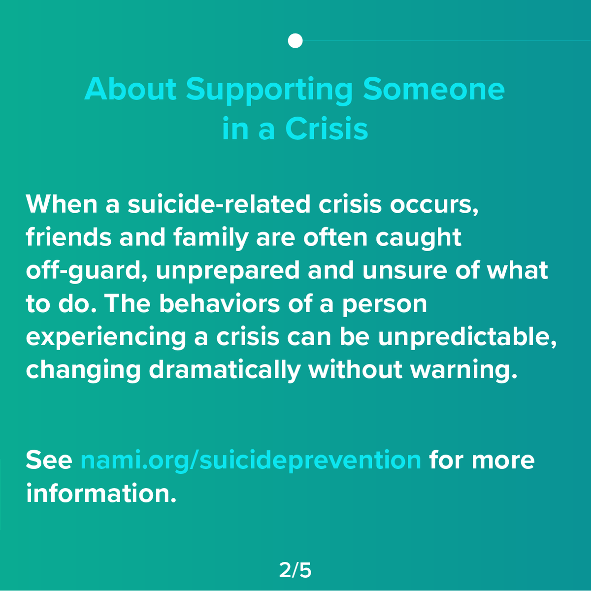 NAMICommunicate's tweet photo. Learn how to support someone who is experiencing a crisis. To learn more, visit https://t.co/KTk43KqbNE 
#SuicidePrevention https://t.co/6G6KpTOiyN