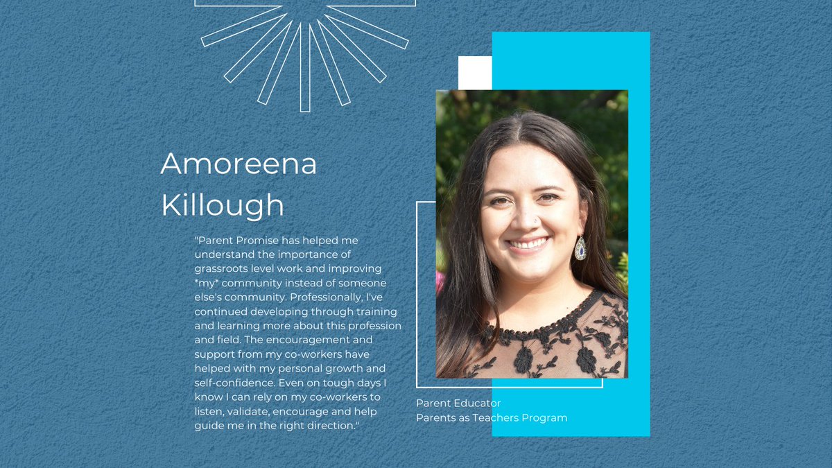 ParentPromise's tweet photo. Each month we will feature a different Parent Promise teammate. This month, meet Amoreena Killough, a Parent Educator for our Parents as Teachers program. 

In addition to loving animals (and having a dog and a cat), she loves to experiment with new recipes and explore OKC. https://t.co/UN2CQxFHbV