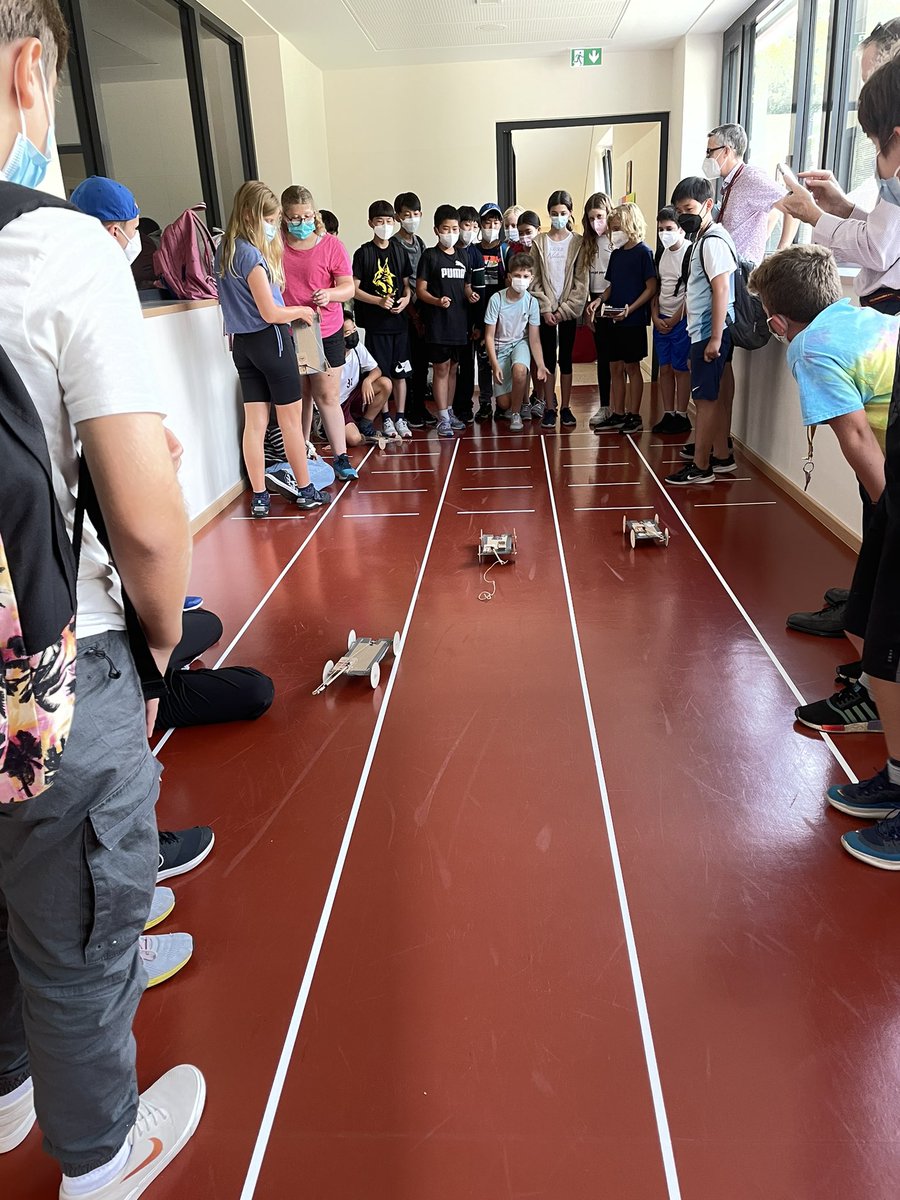 Ready, Steady, Go! Enrichment week continues with Mousetrap car races <a href="/FIS_School/">Frankfurt Int School</a> Middleschoolrocks!