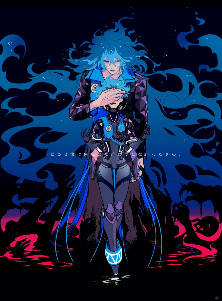 long hair male focus fiery hair blue hair very long hair bangs blue lips  illustration images