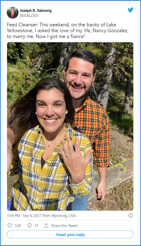 GRLobby's tweet photo. Double ConGRats to #GRLobby @JSALZ305 on his engagement to Nancy Gonzalez while in @YellowstoneNPS!🥂 https://t.co/mXijTZ1Ept