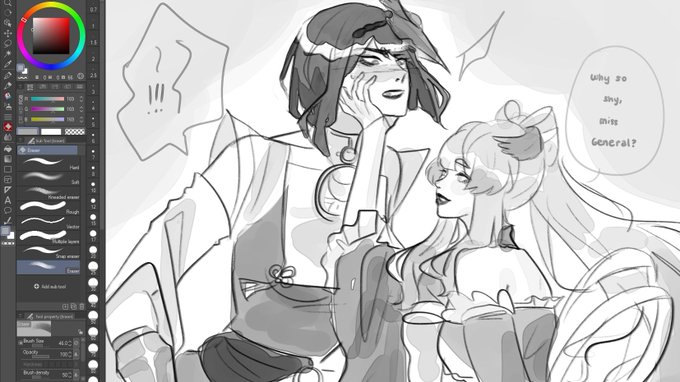 anyways kokosara except i want their dynamic to be like this sketch before i go to bed goodnight 