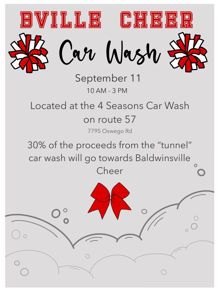 CChristensen58's tweet photo. Come out, get your car cleaned and support the BHS Cheerleading program this Saturday! 🧽🚗 https://t.co/54Do7gkktx