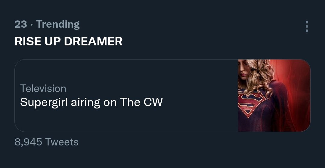 Back up a spot and showing it under Supergirl at least now. Let's keep it going.

RISE UP DREAMER