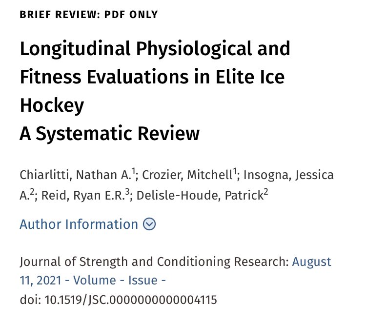 Excited to see our review of ice hockey physiology and fitness-related changes in <a href="/JSCRonline/">Journal of Strength and Conditioning Research</a>. A great collaborative effort. One of <a href="/NChiarlitti/">Nathan Chiarlitti</a> big ideas coming to fruition! journals.lww.com/nsca-jscr/abst…