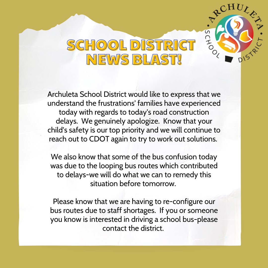 Archuleta School District 50JT (@mypagosaschools) on Twitter photo 