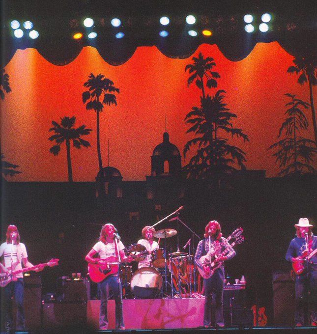 Eagles at The Richfield Colosseum in Cleveland, Ohio during the Hotel California tour, 1977.