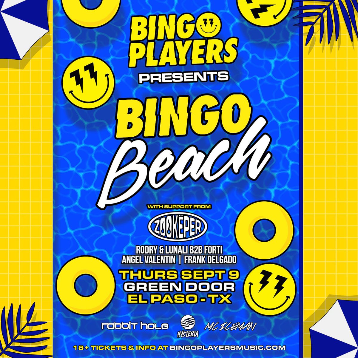 FrankD3lgado's tweet photo. Full lineup for Thursday at #bingobeach with @bingoplayers & @zookepermusic at @GreenDoorEP @Rabbitholepromo https://t.co/yGHtLLHtgz