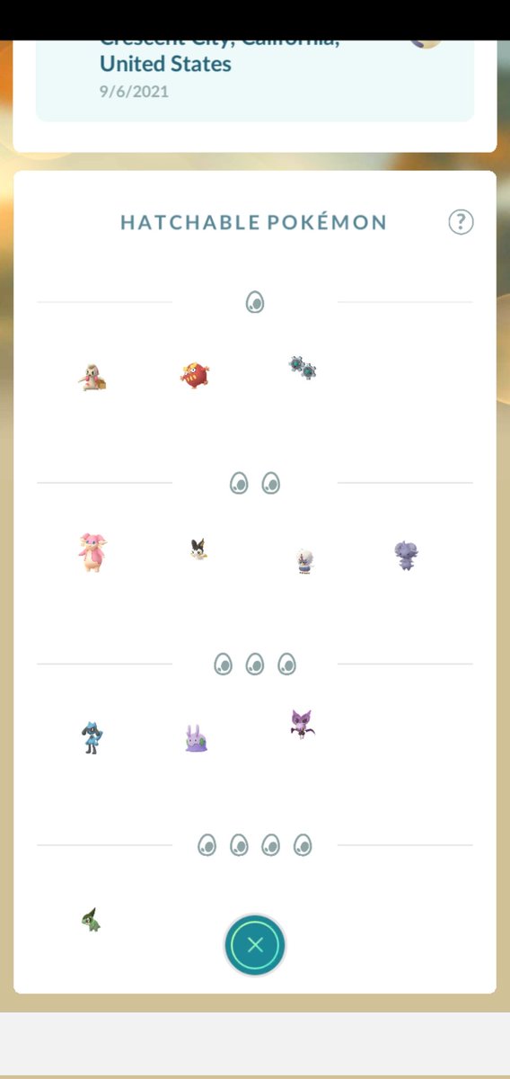 Sahmirrah2's tweet photo. @PokemonGoApp @NianticHelp Was Mienfoo removed from 10km eggs? I had 1-10km egg show Mienfoo in it an now all 10km eggs I get DONT show Mienfoo as a possible hatch reward. It dose say Mienfoo will be in 10km eggs for Season of Mischief. Eggs I got on 9/3 &amp; 9/6 an NO Mienfoo in either. https://t.co/2SiwRXmHxb
