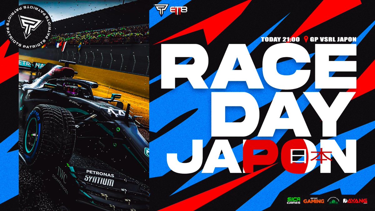 En 10 minutos regresamos a Japón para disputar la carrera de @VSRL_League que se canceló la semana pasada.
@dovahkiin_da y <a href="/elpilotor13/">Elpilotor13</a> competirán en Tier 1 y @Gonza302004 en Tier 2 junto a <a href="/joantorres22121/">Joan Torres</a>, que estará transmitiendo su onboard en el canal.
twitch.tv/et8esports