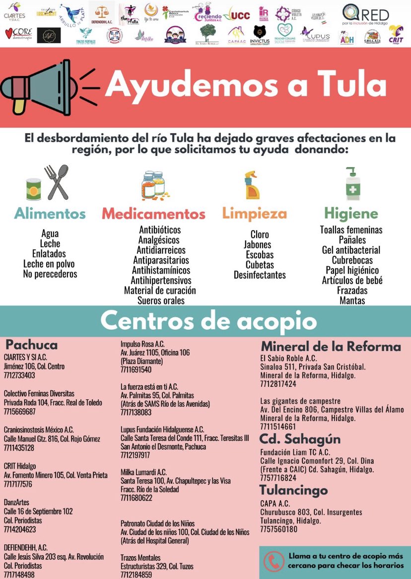 aimatuitstar's tweet image. Gente de Hidalgo… la situación es crítica en Tula. Les comparto 16 centros de acopio en los que podemos sumar!! Por favor compartan!

No hay ayuda pequeña!!!
🙏🏼♥️🙌🏼

#TulaHidalgo #Hidalgo