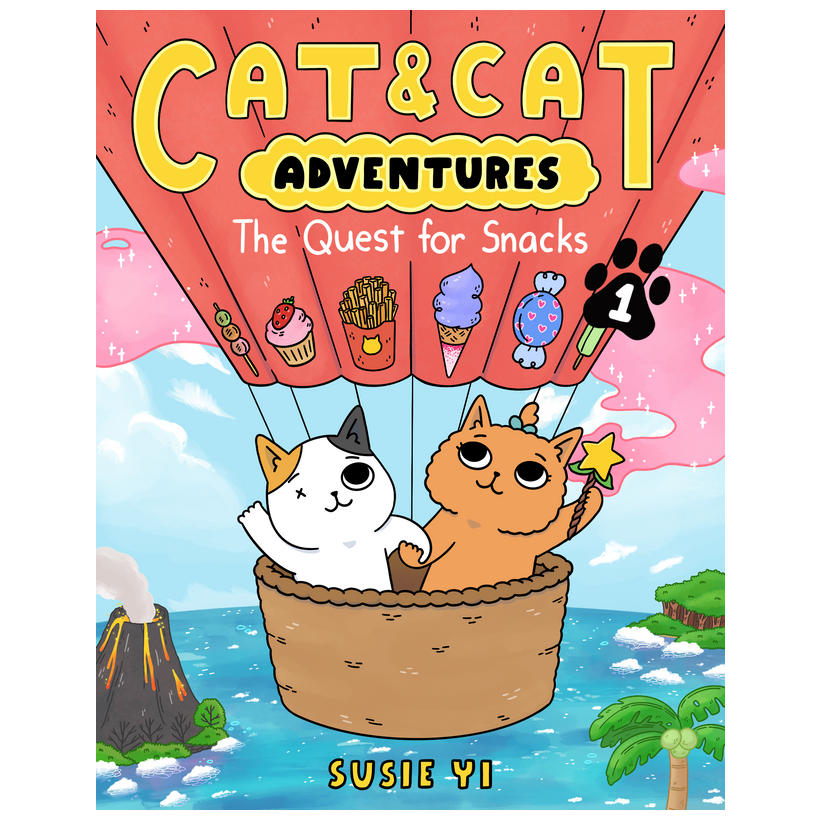 (1/2) <a href="/catandcatcomics/">Susie Yi (Cat & Cat Comics)</a> book "Cat &amp; Cat Adventures: The Quest for Snacks" is out TODAY and we were lucky enough to get our mitts on an advanced copy.  7yo’s favorite things right now are cats and magic, so it was perfect! 🥰