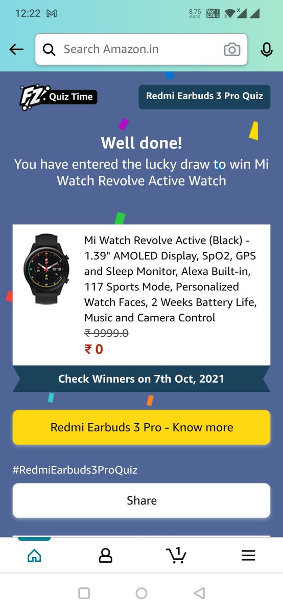 sriramula_raghu's tweet image. #RedmiEarbuds3ProQuiz
@amazonIN
@RedmiIndia 
#RedmiEarbuds3Pro
#MiWatchRevolveActive
@XiaomiIndia 
@MiIndiaSupport 
@amazon 
@amazonnews 

Hope I win 🤞
Ab tho dedo🙏