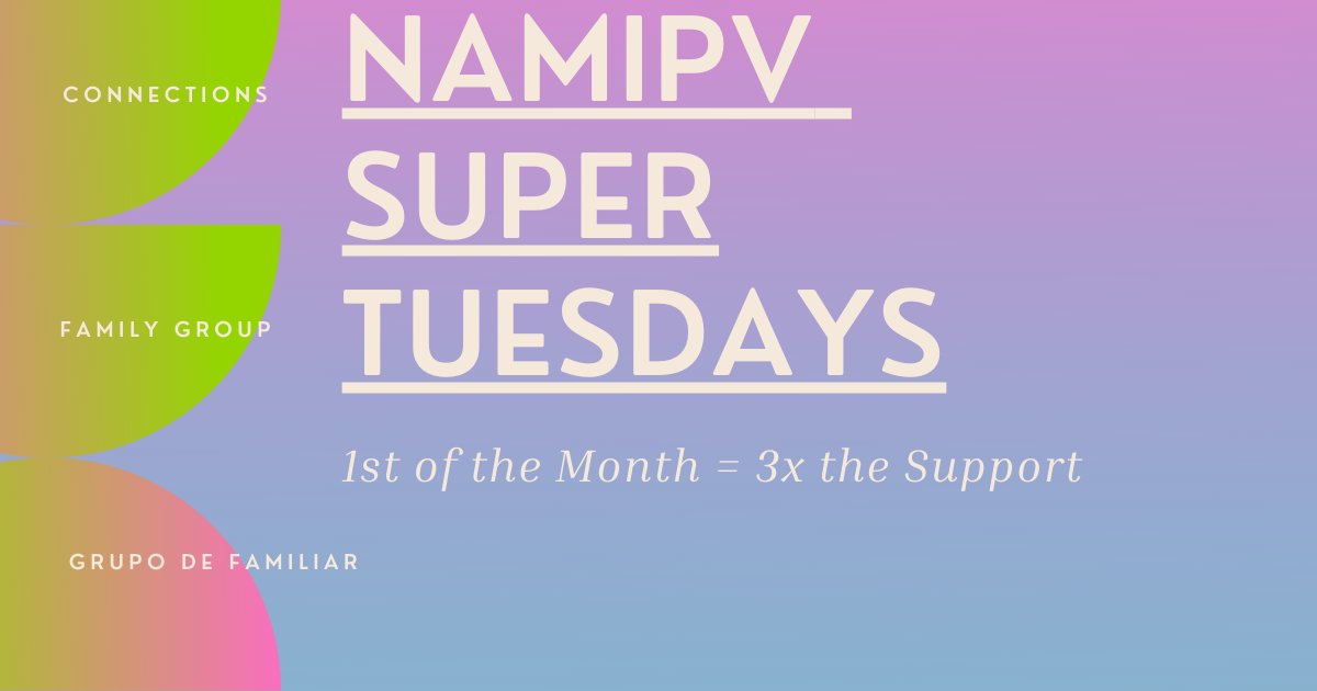 NAMI_PV's tweet photo. 3x the support groups tonight!  Check out our in person and virtual options: https://t.co/yzUJrrMH6X https://t.co/sGw0SJ6R55