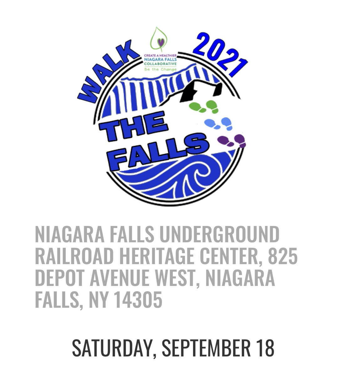 <a href="/HealthierNF/">Healthier NF</a> is hosting the 5th Annual Walk the Falls event on Saturday, September 18th!
The route starts at the <a href="/NFUGRR/">Niagara Falls UGRR Heritage Center</a> and goes around the Niagara Gorge trail to Niagara Falls State Park, and ends back at the Heritage Center.
To register, visit healthierniagarafalls.org/events/5th-ann….